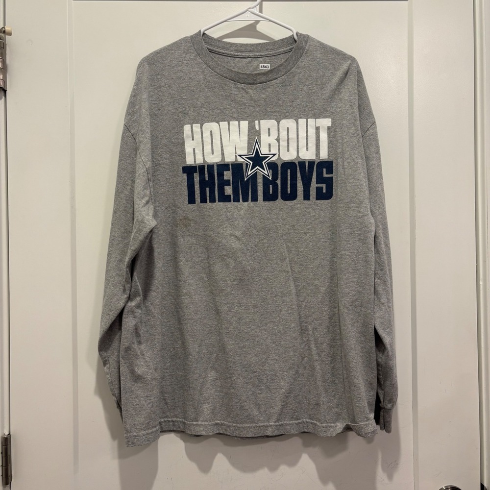Dallas Cowboys Mens Long Sleeve Graphic T-Shirt Gray How Bout Them Boys XL